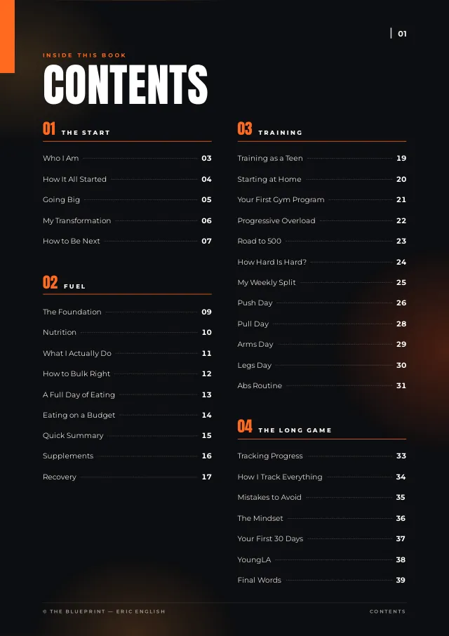 The Blueprint preview: Contents