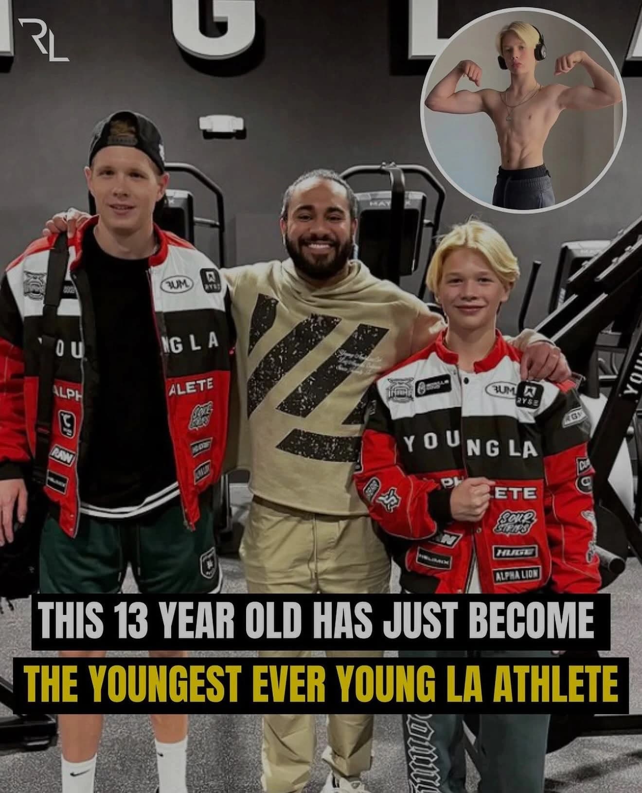 Eric English at 13 in a YoungLA athlete jacket, the youngest athlete the brand had signed